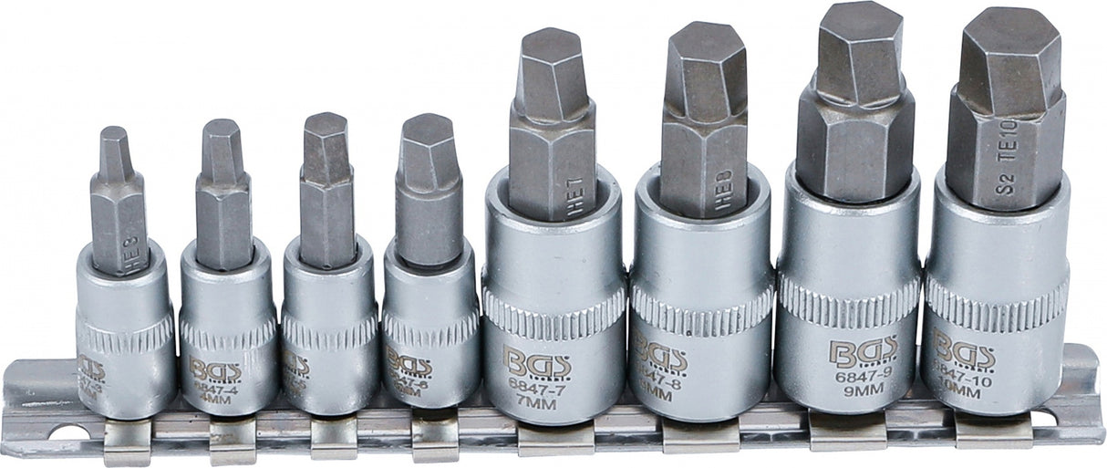SCREW EXTRACTOR SET | 6.3 MM (1/4") / 10 MM (3/8") DRIVE | FOR DAMAGED INTERNAL HEXAGON 3 - 10 MM | 8 PCS. (6847)