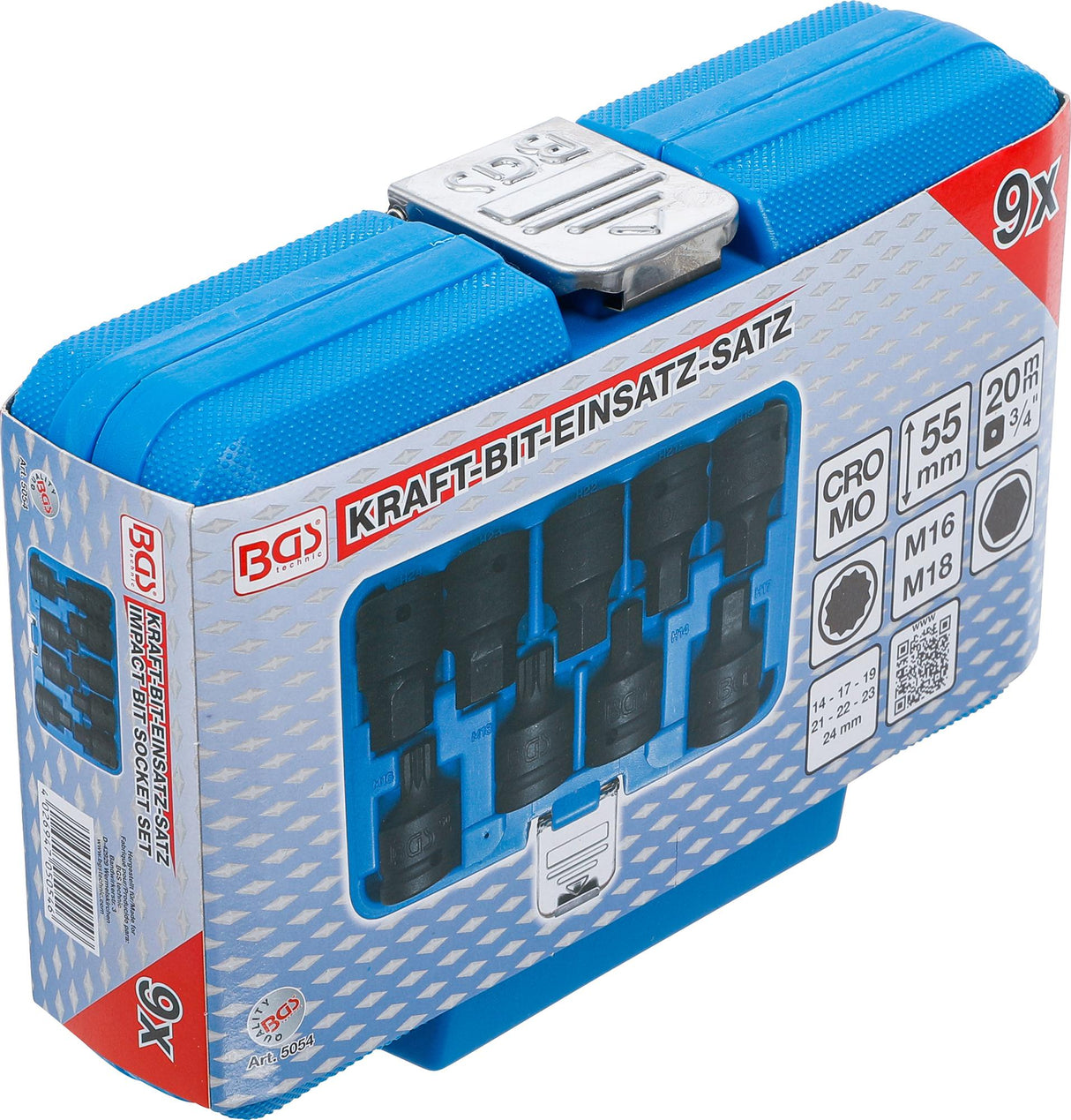 IMPACT BIT SOCKET SET | 20 MM (3/4") DRIVE | INTERNAL HEXAGON, INTERNAL SPLINE (FOR XZN) | 9 PCS. (5054)