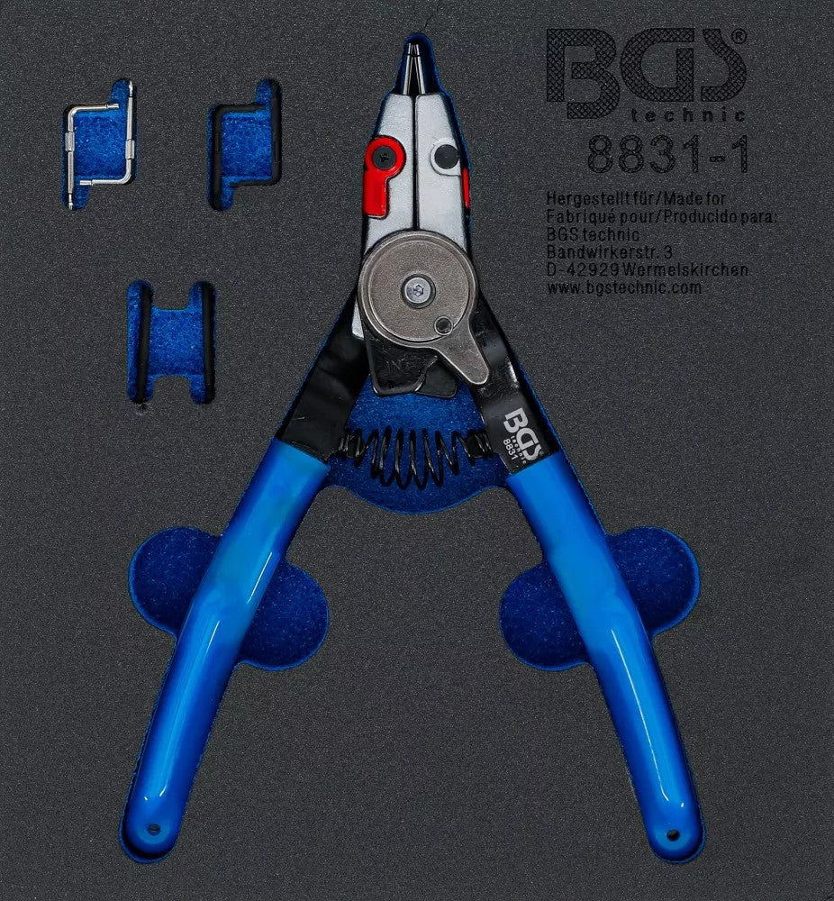 CIRCLIP PLIERS | FOR EXTERNAL/INTERNAL CIRCLIPS | EXCHANGEABLE TIPS | 180 MM (8831-1)