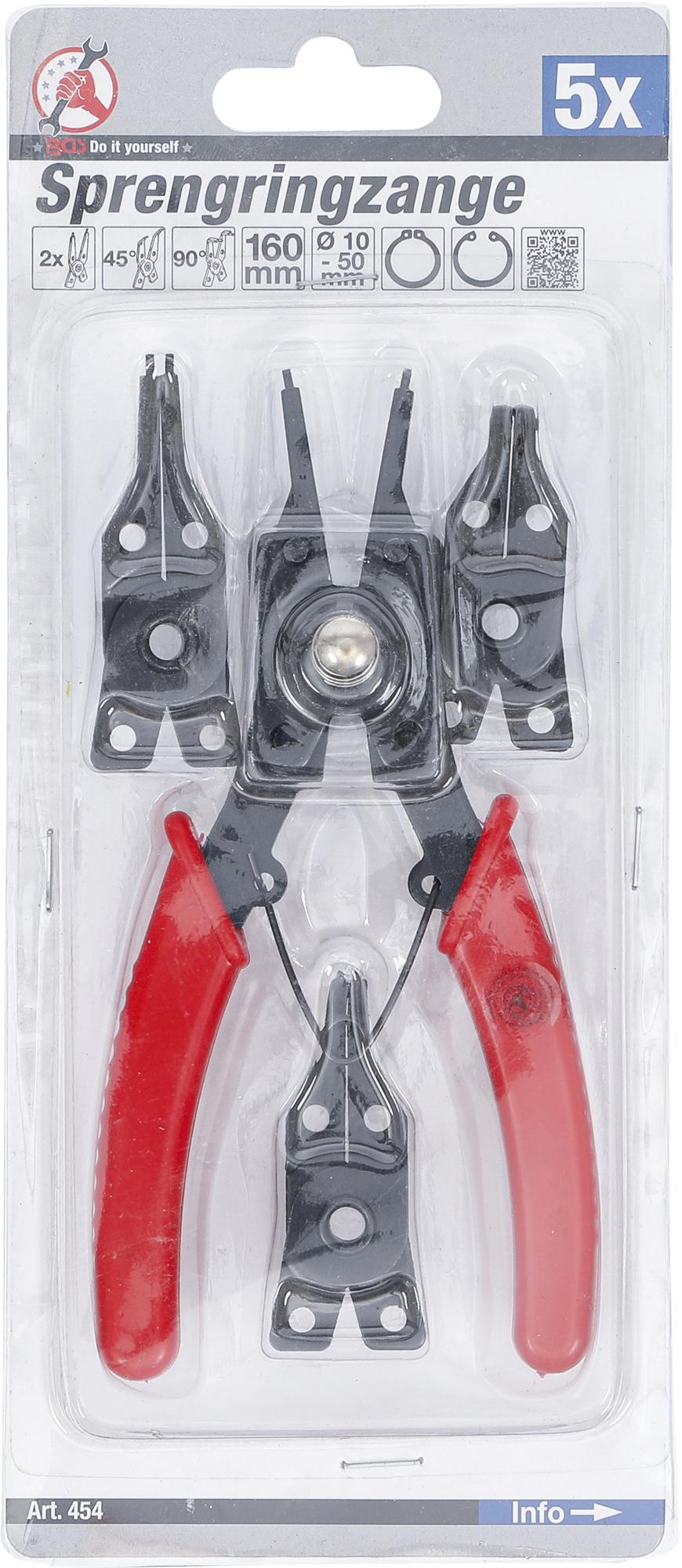 CIRCLIP PLIERS WITH EXCHANGEABLE HEADS | 160 MM | 5 PCS. (454)