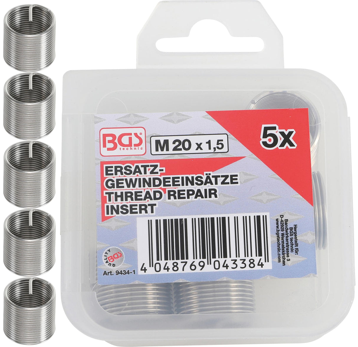 REPLACEMENT THREAD INSERTS | M20 X 1.5 MM | 5 PCS. (9434-1)