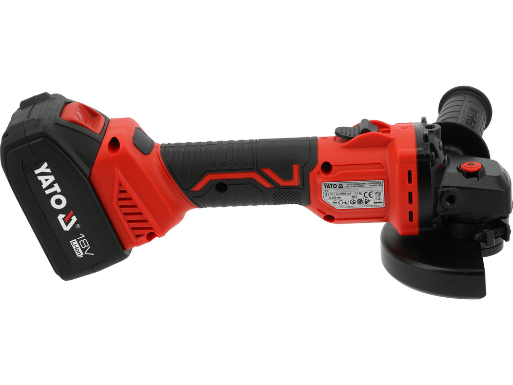 CORDLESS ANGLE GRINDER BRUSHLESS 18V 125MM WITH 4AH BATTERY AND CHARGER SET (YT-828251)