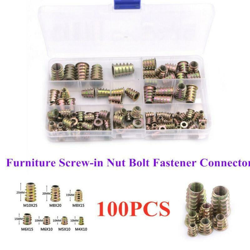 STEEL THREADED INSERTS FOR WOODEN FURNITURE | 100 PCS. (TS100K)