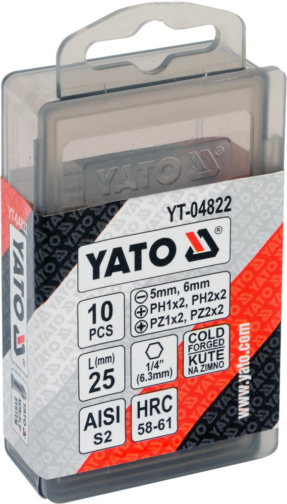 SCREWDRIVER BIT SET 25MM 10PCS (YT-04822)
