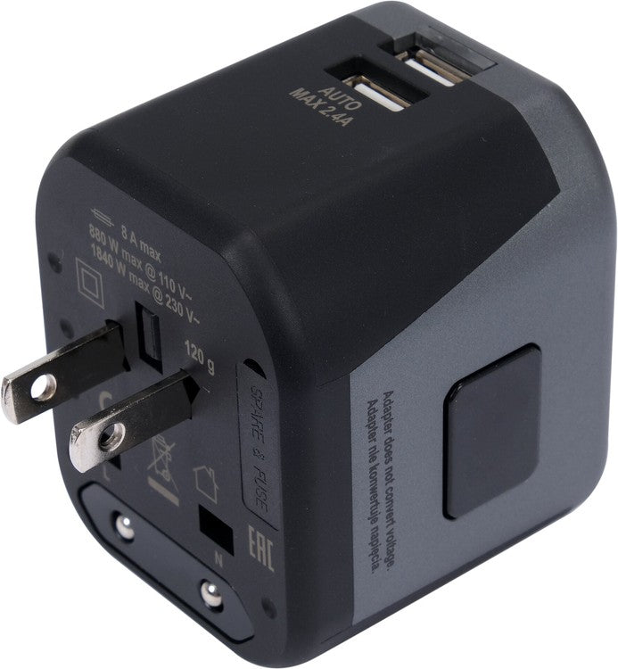 TRAVEL ADAPTER UNIV. 2XUSB 12W (YT-81301)