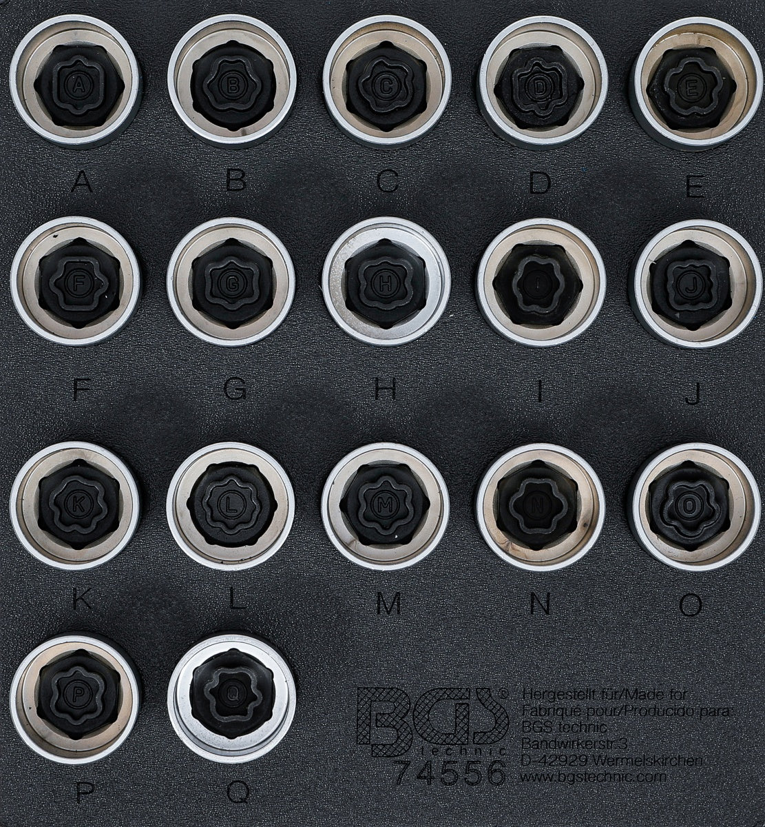 TOOL TRAY 1/6: RIM LOCK SOCKET SET FOR LAND ROVER | 17 PCS. (74556)