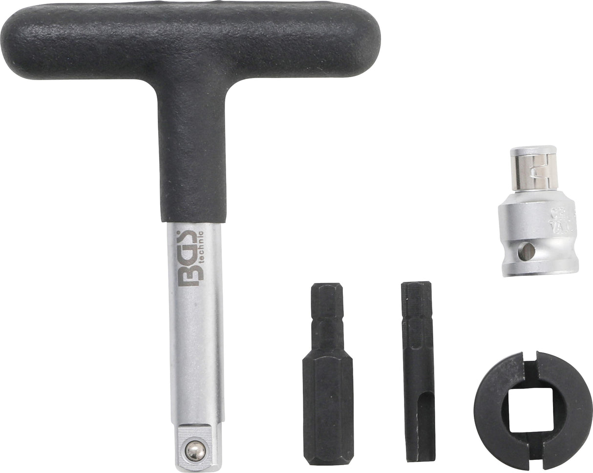 UNIVERSAL DRAIN PLUG KEY SET | FOR PLASTIC OIL DRAIN SCREWS | EXTERNAL HEXAGON 6.3 MM (1/4") DRIVE, 10 MM (3/8") | 5 PCS. (9843)