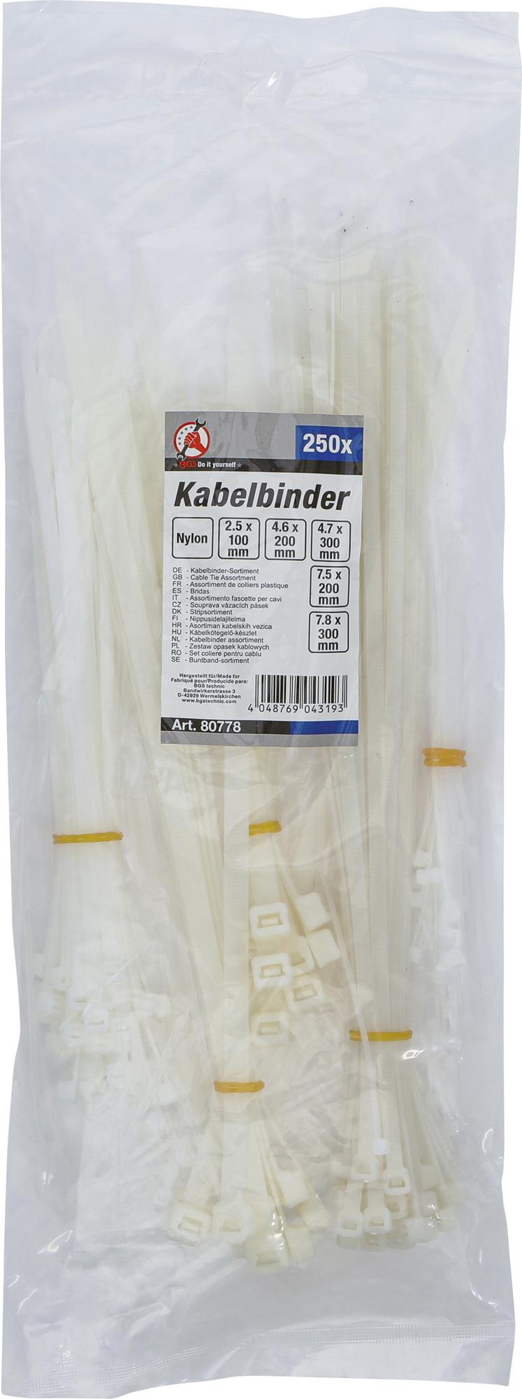 CABLE TIE ASSORTMENT | WHITE | 100 X 300 MM | 250 PCS. (80778)