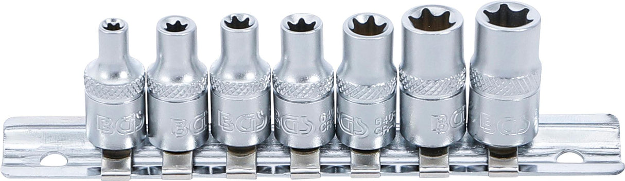 SOCKET SET, E-TYPE | 6.3 MM (1/4") DRIVE | E4 - E11 | 7 PCS. (6402)