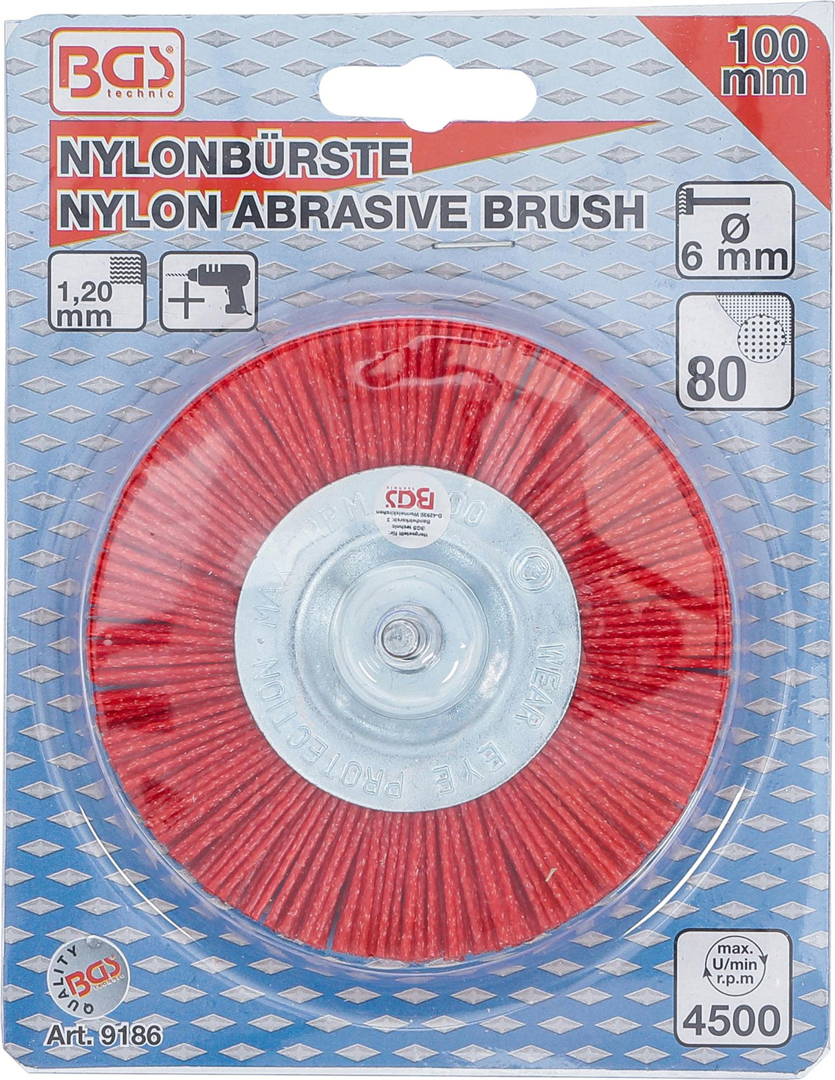 NYLON BRUSH | 100 MM | 6 MM SHAFT (9186)