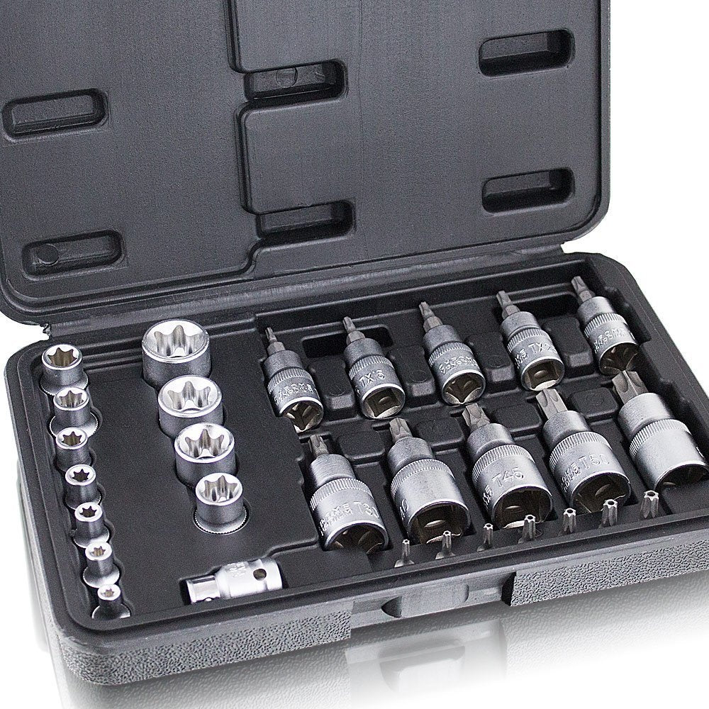 BIT AND SOCKET SET | E-STAR E4-E20 / T8-T55 | 6.3 MM (1/4") / 10 MM (3/8") / 12.5 MM (1/2") | 30 PCS. (SK-TS30)