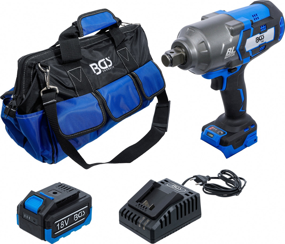 CORDLESS IMPACT WRENCH SET | BRUSHLESS | 1200 NM | 18 V | WITH RECHARGEABLE BATTERY AND QUICK CHARGER (7391)