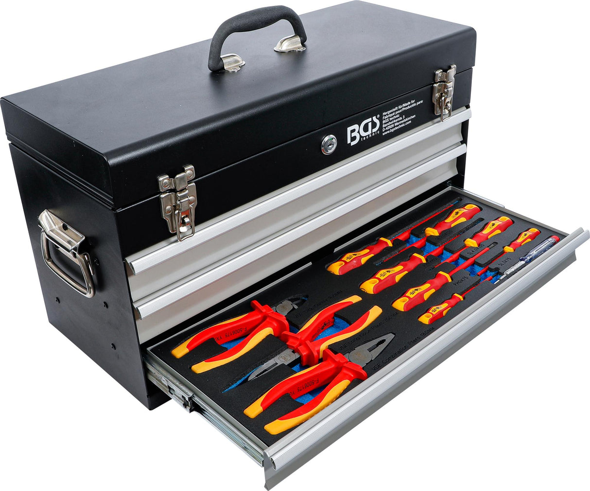 ELECTRICIANS-METAL WORKSHOP TOOL CASE | 3 DRAWERS | WITH 147 TOOLS (3350)
