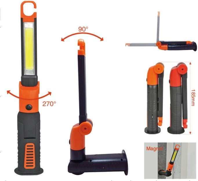 WORK LAMP RECHARGEABLE | 3W COB LED | USB | 220LM | FLEXIBLE 90° / 270° (FD-ST10R)