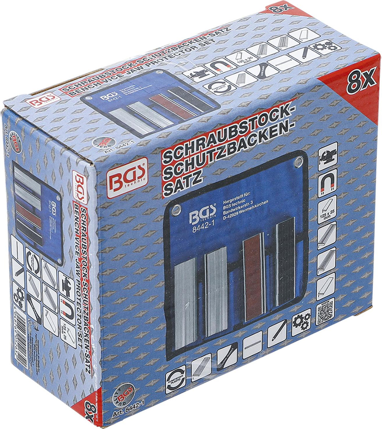 BENCH VICE JAW PROTECTOR SET | ALUMINIUM | 125 MM | 8 PCS. (8442-1)