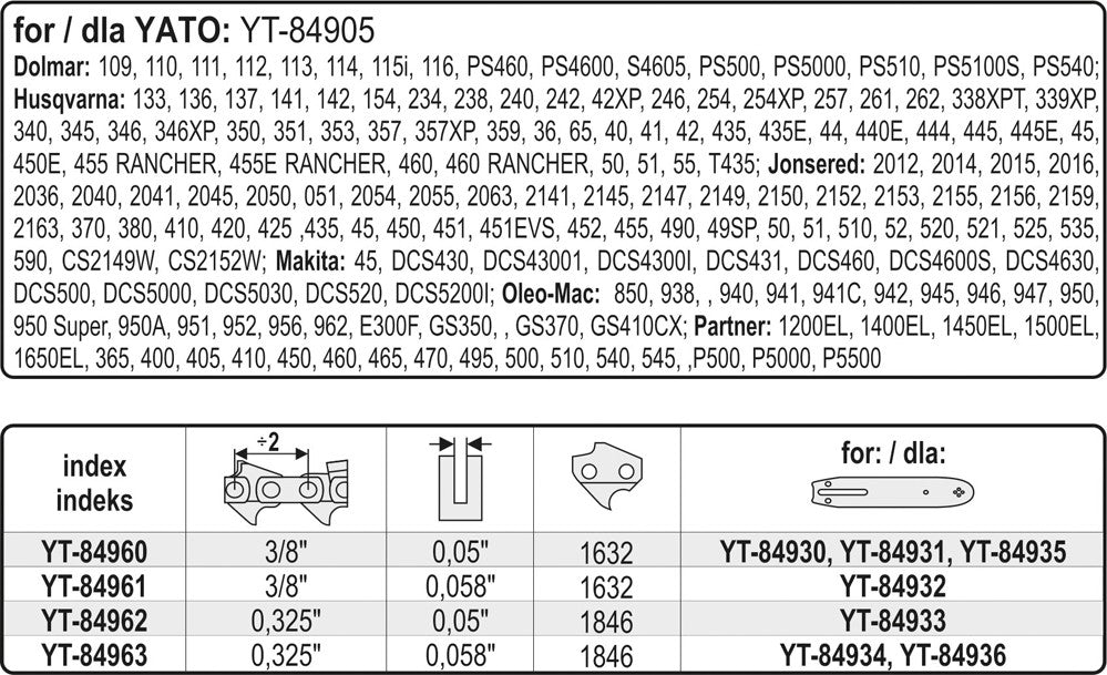 CHAIN ROLL 0,325" 0,05" (YT-84962)