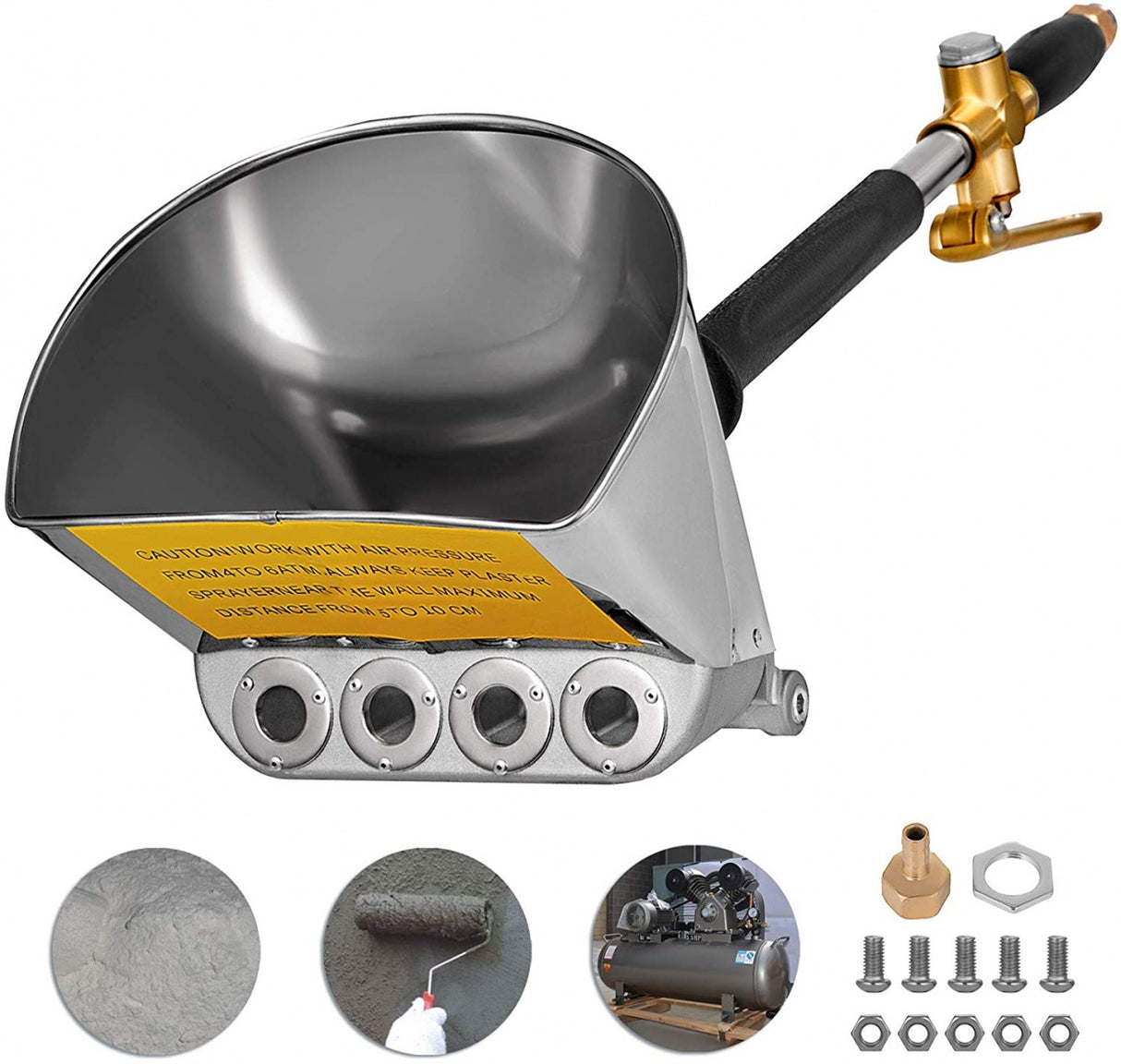 CEILING PLASTERING GUN | PNEUMATIC | STAINLESS STEEL (PG002)