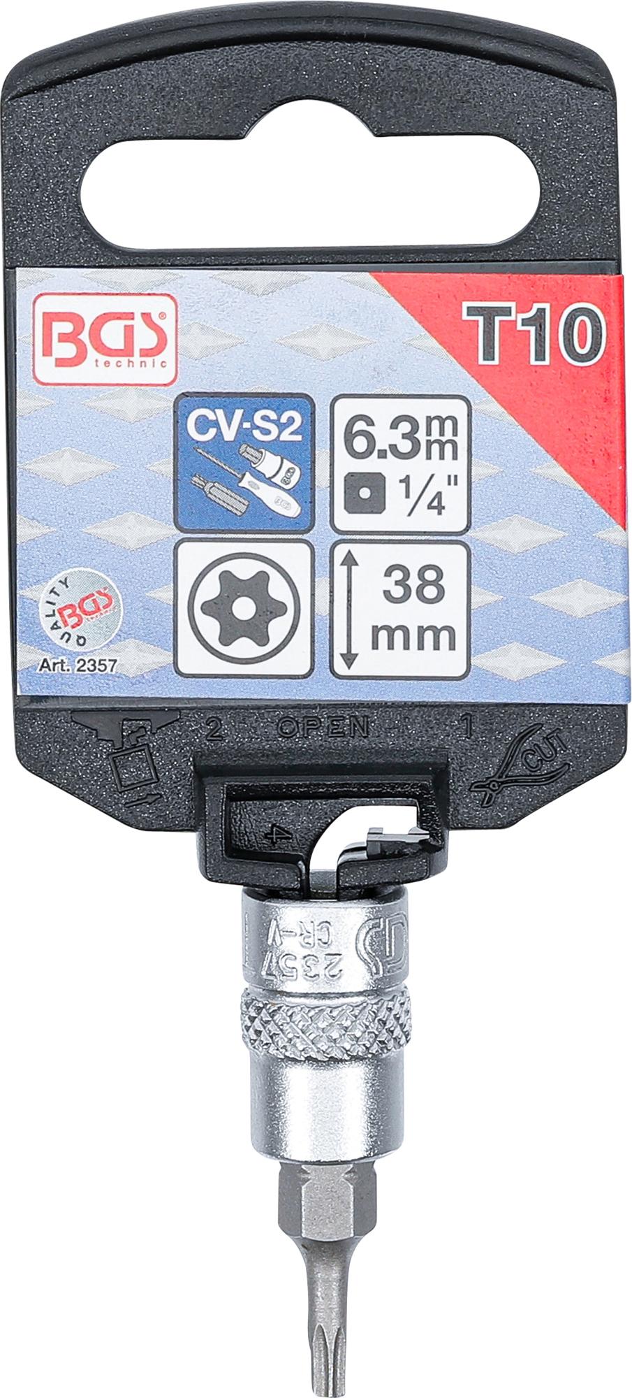 BIT SOCKET | 6.3 MM (1/4") DRIVE | T-STAR TAMPERPROOF (FOR TORX) T10 (2357)