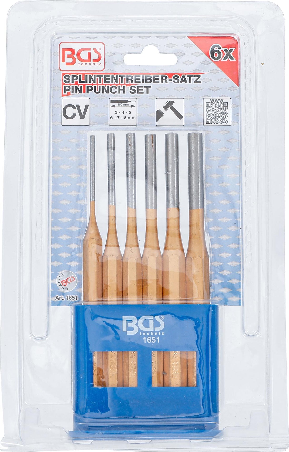 PIN PUNCH SET | 150 MM | 3 - 8 MM | 6 PCS. (1651)