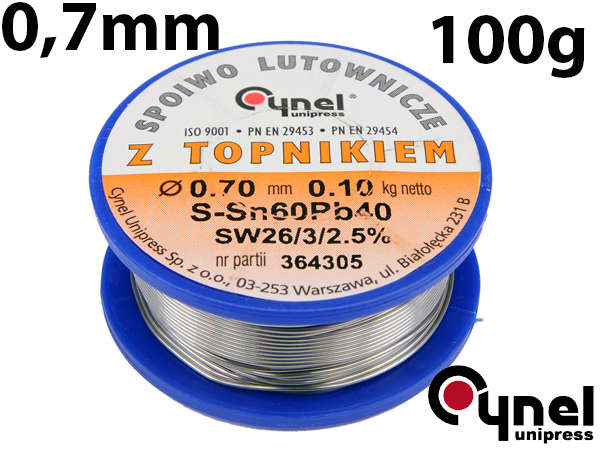SOLDER SN60PB40 0.7MM 100G (76806)