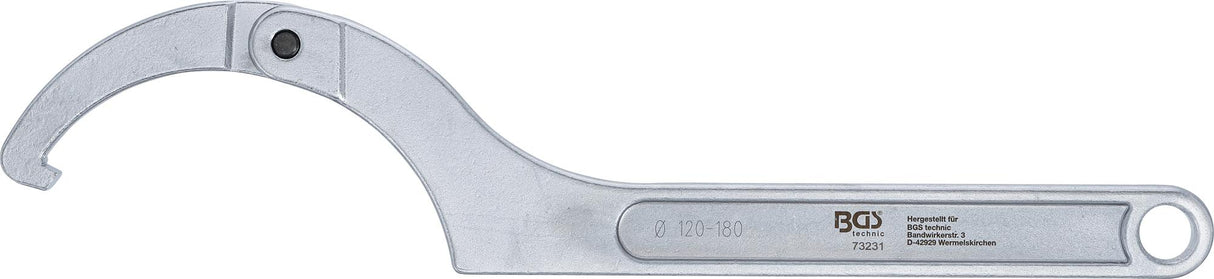 ADJUSTABLE HOOK WRENCH WITH NOSE | 120 - 180 MM (73231)