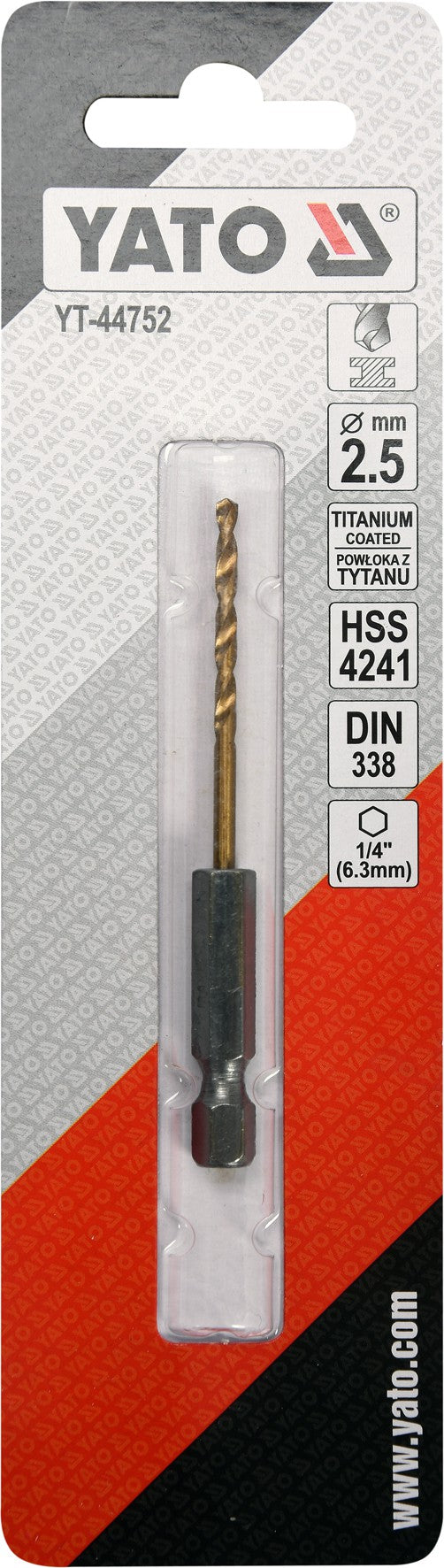 METAL DRILL WITH HEX SHANK 2,5MM TITAN (YT-44752)
