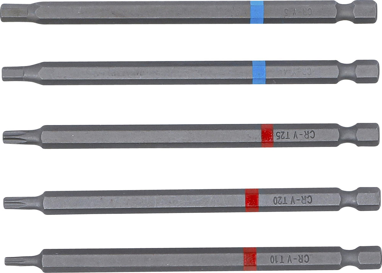 BIT-SET | 6.3 MM (1/4") DRIVE | INTERNAL HEXAGON, T-STAR (FOR TORX) | LENGTH 110 MM | 5 PCS. (4836)