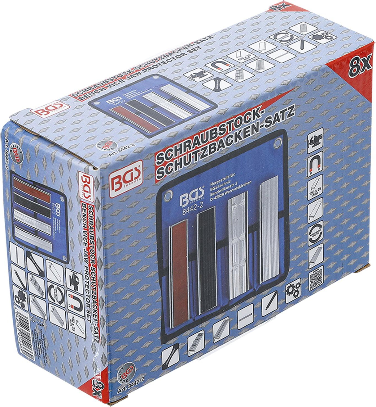BENCH VICE JAW PROTECTOR SET | ALUMINIUM | 150 MM | 8 PCS. (8442-2)