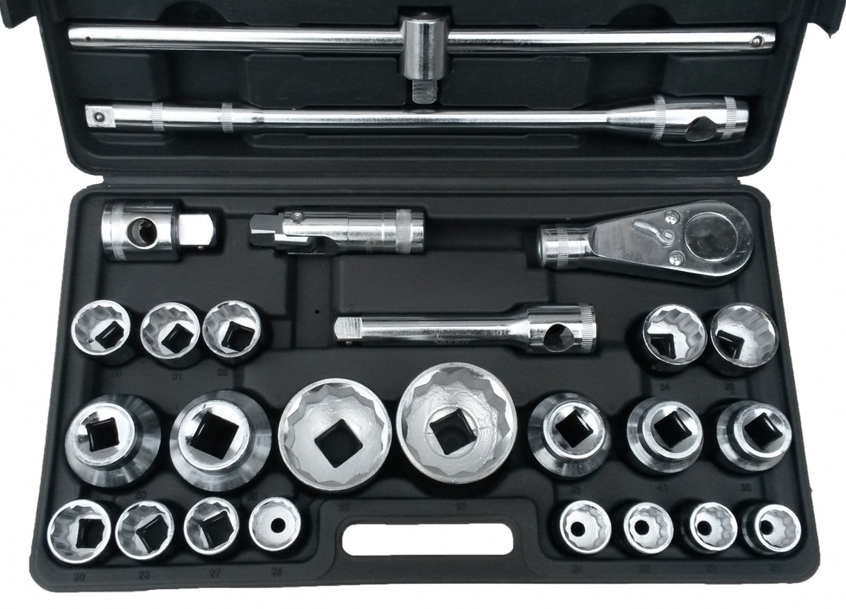 SOCKET SET 12-POINT | 25 MM (1") | 20 MM (3/4") | 26 PCS. (10115V)