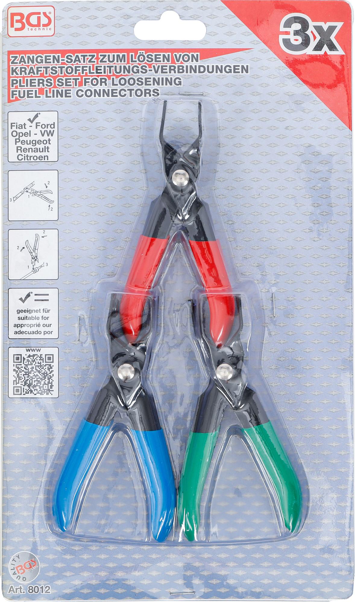 PLIERS SET FOR LOOSENING FUEL LINE CONNECTORS | 3 PCS. (8012)