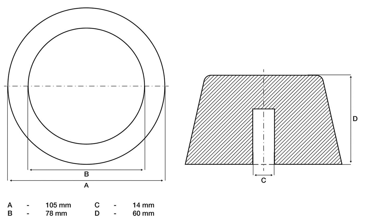 RUBBER PAD | FOR AUTO LIFTS | Ø 105 MM (7009)