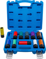PROTECTIVE IMPACT SOCKET SET | 12.5 MM (1/2") DRIVE | 15 - 27 MM AND SPECIAL WHEEL NUTS | 11 PCS. (74254)