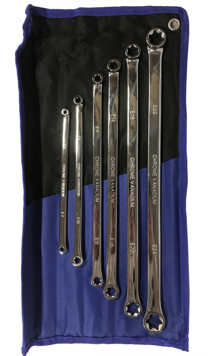 DOUBLE LONG WRENCH SET | FOR E-TYPE SOCKETS | E6 X E7 - E22 X E24 | 6 PCS. (SK5009)