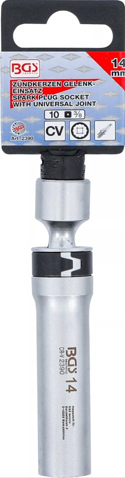 SPARK PLUG SOCKET, 12-POINT, WITH RETAINING SPRING | 10 MM (3/8") DRIVE | 14 MM (2390)