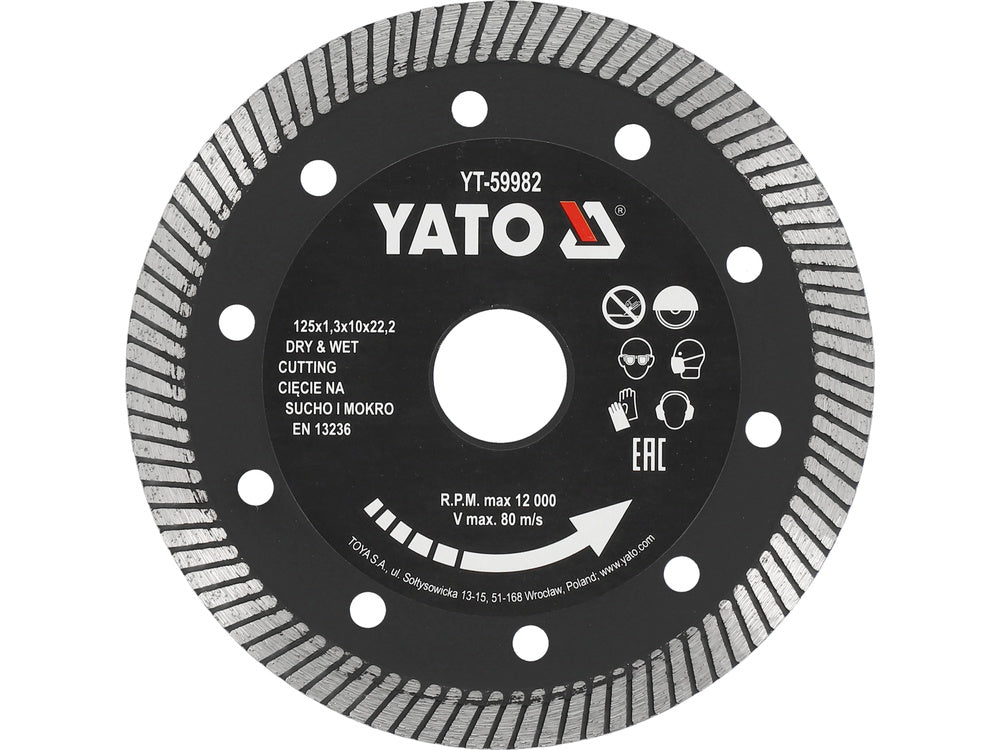 DIAMOND BLADE TURBO 125MM FOR HARD TILES (YT-59982)