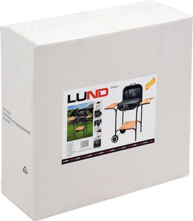 OUTDOOR BARBECUE / GRILL | WITH LID AND GRATES | WOODEN SHELVES (99581)