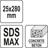 SDS MAX FLAT CHISEL 25MM/280MM (YT-47341)