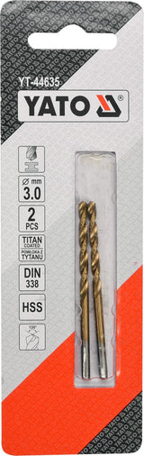 TWIST DRILL BIT HSS-TIN 3 MM - 2 PCS (YT-44635)