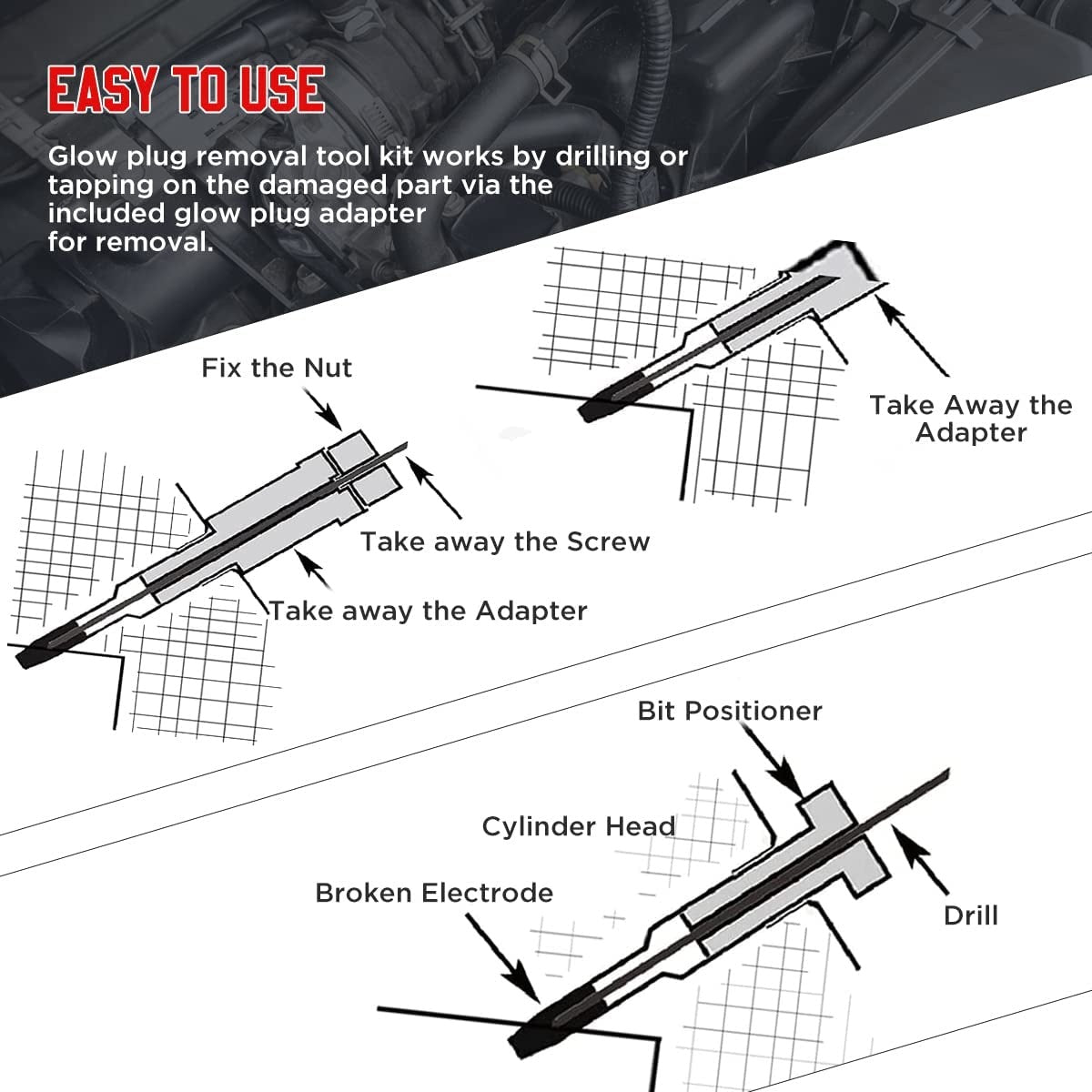GLOW PLUG ELECTRODE REMOVAL TOOL SET | M8 / M10 (VS315)