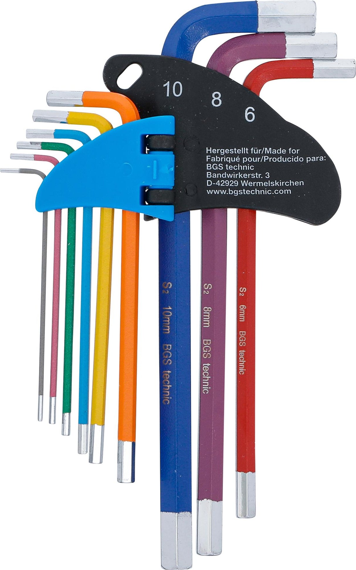L-TYPE WRENCH SET | MULTICOLOUR | INTERNAL HEXAGON 1.5 - 10 MM | 9 PCS. (74455B)