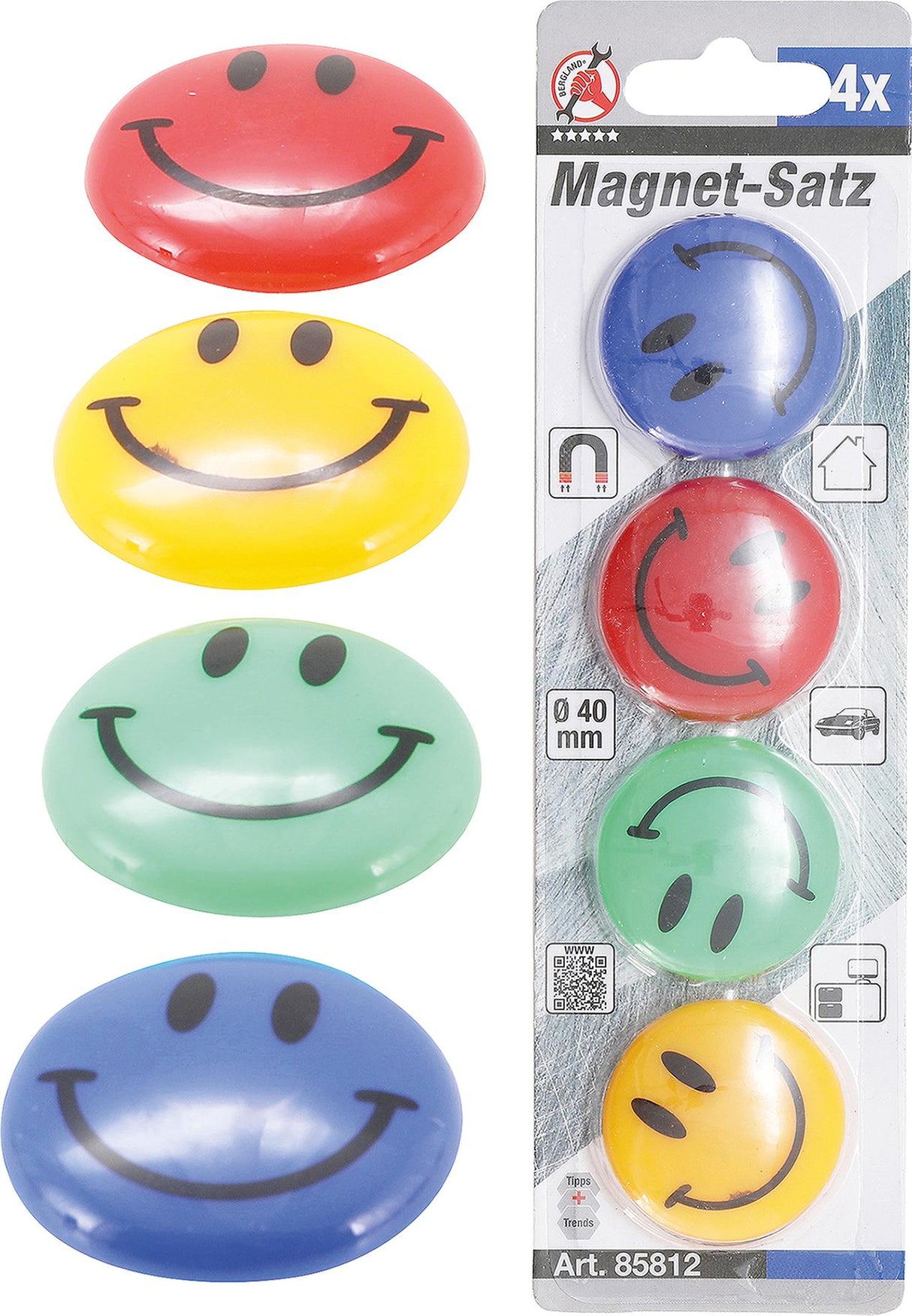 MAGNET SET | "SMILE" | Ø 40 MM | 4 PCS. (85812)