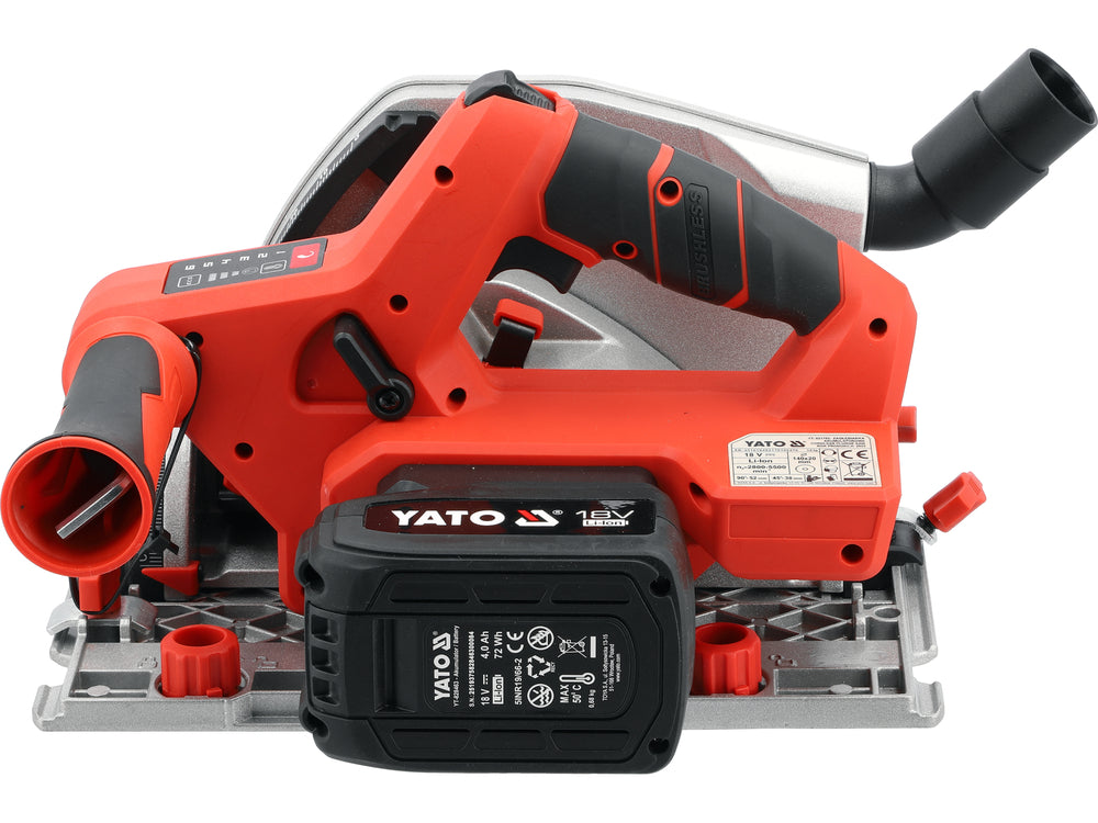 CORDLESS PLUNGE SAW | 140 MM | 52 (90˚) 38 (45˚) MM | 18V | 4 AH (YT-821701)