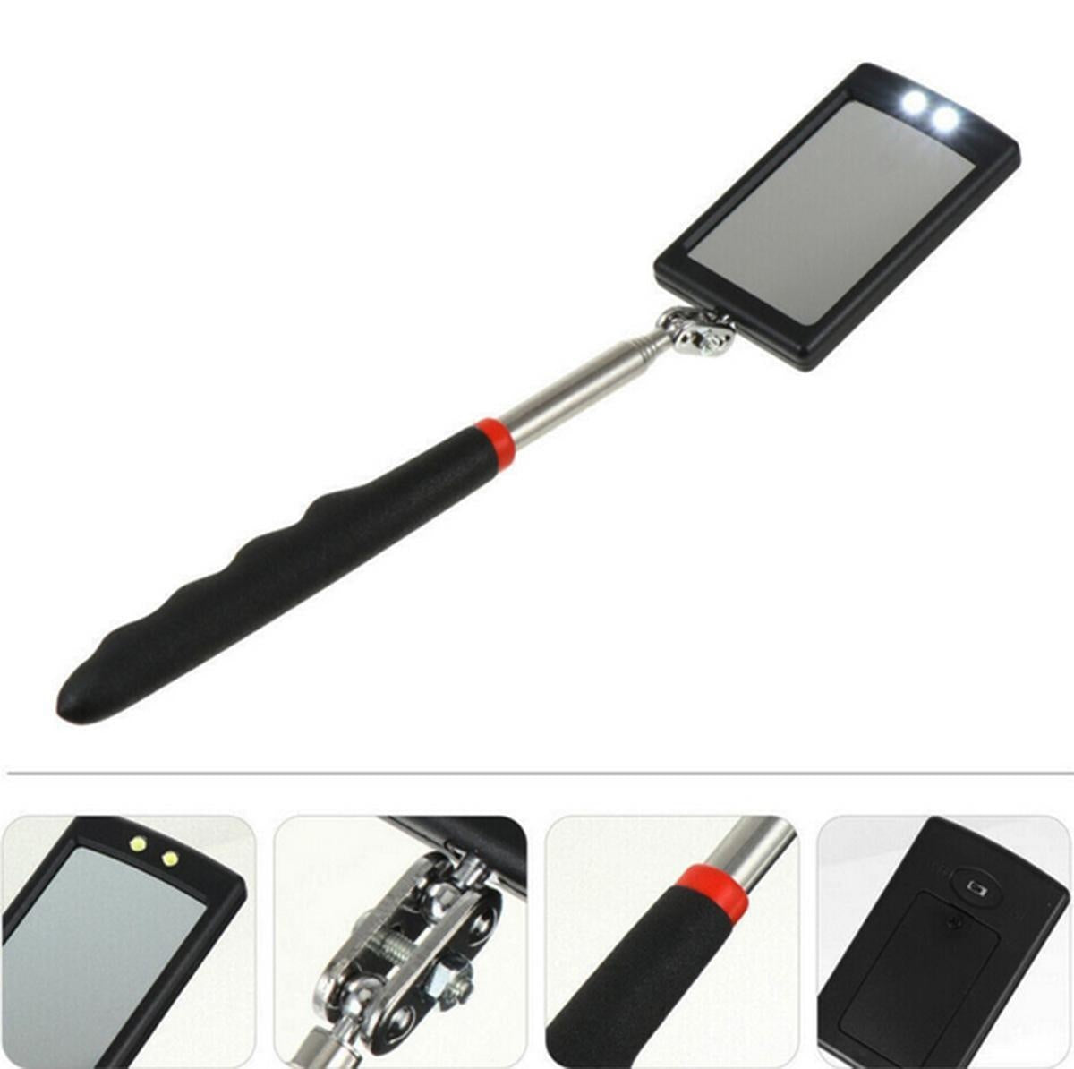 TELESCOPIC SQUARE MIRROR | 285 - 870 MM | WITH 2 LED (9302V)
