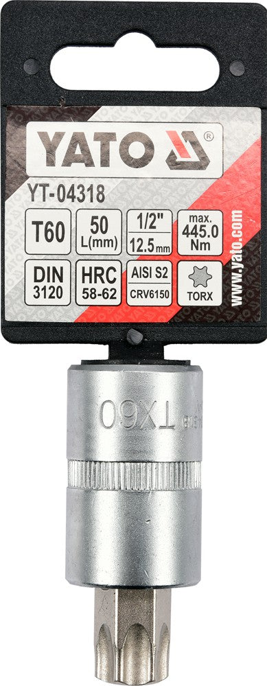SOCKET BIT TORX 1/2" T60 L55MM (YT-04318)