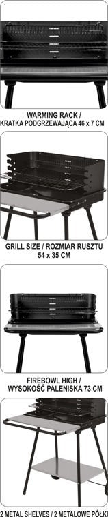 OUTDOOR BARBECUE / GRILL | GRATE WITH FRONT SHELF | GRATE 54X35 CM (99582)