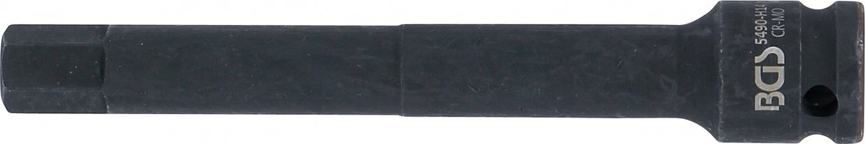 IMPACT BIT SOCKET | LENGTH 150 MM | 12.5 MM (1/2") DRIVE | INTERNAL HEXAGON 14 MM (5490-H14)