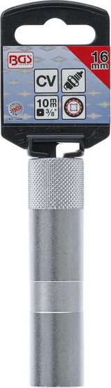 SPARK PLUG SOCKET WITH RUBBER MOUNT, 12-POINT, LONG | 10 MM (3/8") | 16 MM (2448)