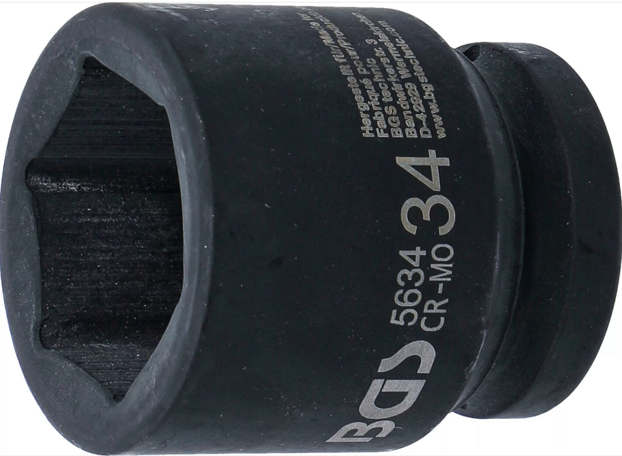 IMPACT SOCKET, HEXAGON | 20 MM (3/4") DRIVE | 34 MM (5634)