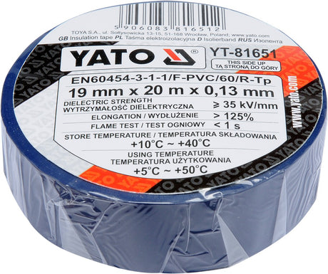 INSULATION TAPE 0.13MM 19MMX20M BLUE (YT-81651)