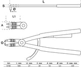 CIRCLIP PLIERS | ANGLED | FOR INSIDE CIRCLIPS | 500 MM (6738)